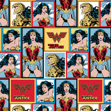 Load image into Gallery viewer, Wonder Woman Superhero FIGHT FOR JUSTICE Fabric Unisex Medical Surgical Scrub Caps Men &amp; Women Tie Back and Bouffant Hat Styles
