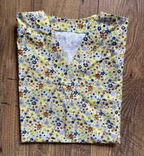 Load image into Gallery viewer, Floral Flowers on Yellow Fabric Medical Scrub Top Unisex Generic Relaxed Style for Men &amp; Women
